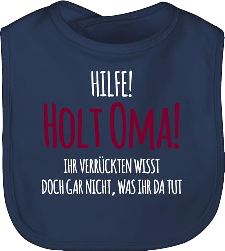 Shirtracer Baby Lätzchen - Sprüche - Hilfe Holt Oma - weiß - Unisize - Navy Blau - lustige babysachen spruch oma kinderlatz babykleidung mit süßen sprüchen spruche grandma latz geschenke zur geburt von Shirtracer