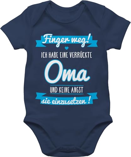 Shirtracer Baby Body Junge Mädchen - Sprüche - Ich habe eine verrückte Oma blau - 12/18 Monate - Navy Blau - babybody mit sprüchen spruch ist verrückt babykleidung jungen strampler witzige meine von Shirtracer