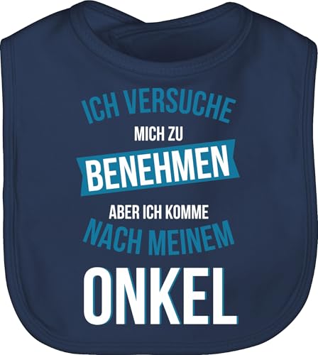 Baby Lätzchen - Sprüche - Ich versuche mich zu benehmen aber ich komme nach meinem Onkel - Unisize - Navy Blau - lustige babysachen spruch uncle schlabberlatz babykleidung mit süßen sprüchen von Shirtracer