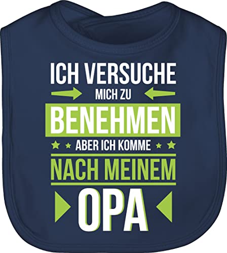 Baby Lätzchen - Sprüche - Ich versuche mich zu benehmen aber ich komme nach meinem Opa grün - Unisize - Navy Blau - lustige babysachen spruch hallo laetzchen babykleidung mit süßen sprüchen von Shirtracer