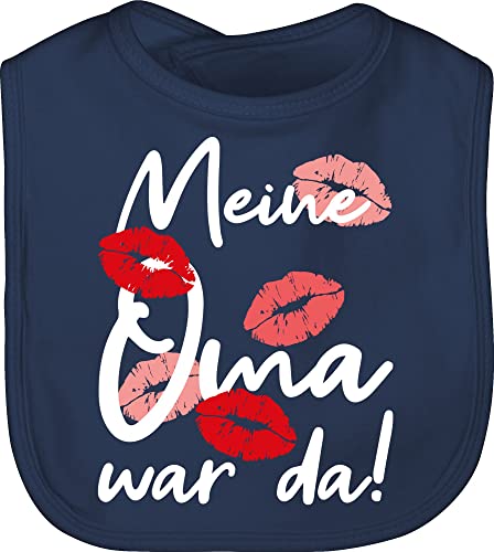 Baby Lätzchen - Strampler Mädchen & Junge - Meine Oma war da - weiß - Unisize - Navy Blau - spruch lustige babysachen sachen für neugeborene omas babylätze babykleidung sprüche zur geburt von Shirtracer