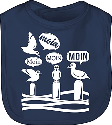 Shirtracer Baby Lätzchen - Sprüche - Moin - Möwen - weiß - Unisize - Navy Blau - lustige babysachen spruch möwe bibs babykleidung mit süßen sprüchen spruche moein babylatz geschenke zur geburt von Shirtracer