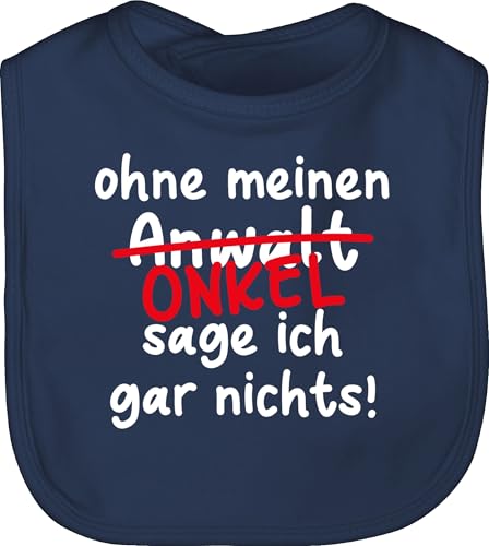 Shirtracer Baby Lätzchen - Sprüche - Ohne meinen Onkel sage ich gar nichts - weiß - Unisize - Navy Blau - nichte geschenk von lustige babysachen spruch neffe schlabberlatz sachen babys vom von Shirtracer