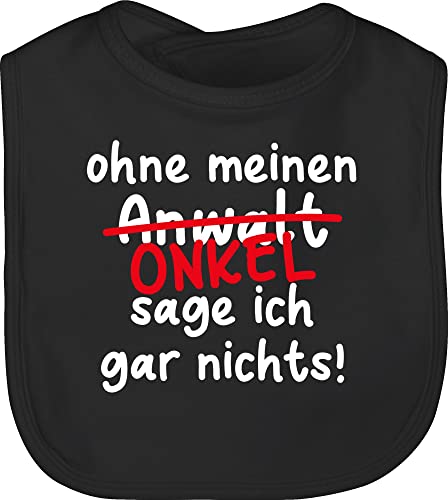 Shirtracer Baby Lätzchen - Sprüche - Ohne meinen Onkel sage ich gar nichts - weiß - Unisize - Schwarz - babykleidung mit sprüchen spruche latz überraschung babysachen lustige babygeschenke sabberlatz von Shirtracer