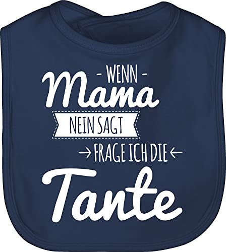 Shirtracer Baby Lätzchen - Sprüche - Wenn Mama nein sagt frag ich die Tante - weiß - Unisize - Navy Blau - ein geschenk für das von ihrer lustige babysachen spruch aunt schlabberlatz neffe von Shirtracer