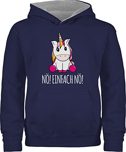 Shirtracer Pullover Kinder Hoodie Jungen Mädchen - Einhörner - Nö Einfach Nö Einhorn - 152 (12/13 Jahre) - Navy Blau/Grau meliert - polower nö! Jungs mit einhörnern no Kapuzenpullover Motiv von Shirtracer