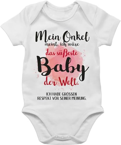 Body Junge Mädchen - Strampler & - Mein Onkel meint, ich wäre das süßeste Baby der Welt. - 1/3 Monate - Weiß - bodys für babys mit sprüchen spruch sprüche babysachen jungen von Shirtracer