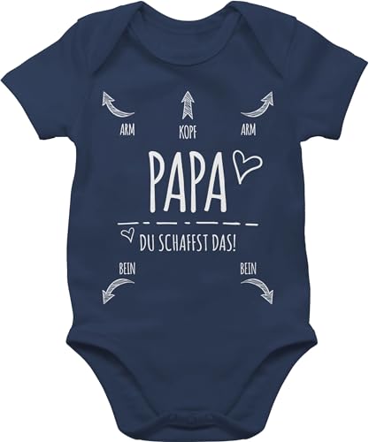 Baby Body Junge Mädchen - Strampler & - Papa Du Schaffst das Herz - 3/6 Monate - Navy Blau - babysachen bodys mit sprüche sachen für neugeborene vatertag babybody anleitung zur geburt es von Shirtracer