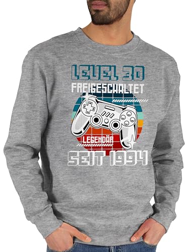 Shirtracer Sweater Pullover Sweatshirt Herren Damen - 30. - Geschenke 30 Geburtstag Geschenkidee - Level 30 freigeschaltet legendär seit 1994 - L - Grau meliert - Geschenk dreißigster jährigen von Shirtracer