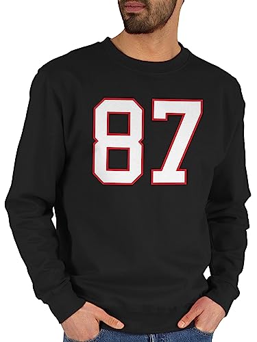 Shirtracer Sweater Pullover Sweatshirt Herren Damen - American Deko Superbowl Party - Football New England 87 - L - Schwarz - footballfans Geschenke für Fans von Shirtracer