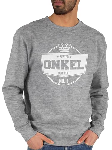 Shirtracer Sweater Pullover Sweatshirt Herren Damen - Bester Onkel der Welt Krone - M - Grau meliert - Geschenk Geschenke für den besten Beste Weltbester von Shirtracer