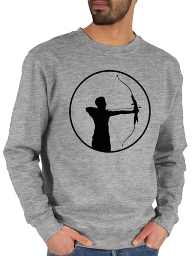 Sweater Pullover Sweatshirt Herren Damen - Bogenschütze - XL - Grau meliert - Sport Sweatshirts von Shirtracer