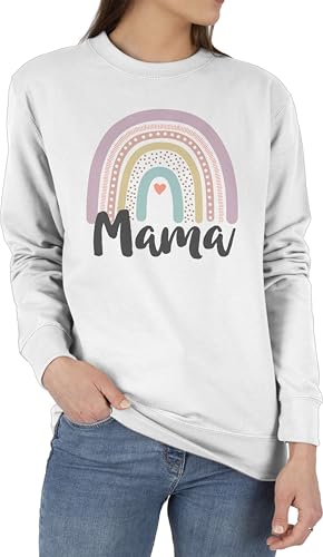 Sweater Pullover Sweatshirt Herren Damen - Boho Regenbogen Mama - M - Grau meliert - geschenk mum mutter mütter beste muttertag muttertagsgeschenke mom muttertagsgeschenk mutti mami muttertags von Shirtracer