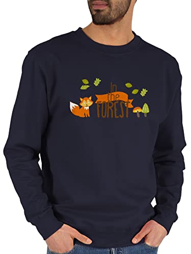 Shirtracer Sweater Pullover Sweatshirt Herren Damen - Dschungel Deko Wildnis - In The Forest Wald Fuchs - XL - Dunkelblau - im Pulli der von Shirtracer