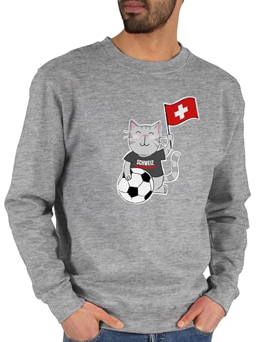 Sweater Pullover Sweatshirt Herren Damen - EM WM - Fußball Katze Schweiz - S - Grau meliert - europameisterschaft fussball fu ball em- fanartikel em24 fussball-wm fußballer fußball-fanartikel Sweater Pullover Sweatshirt Herren Damen - EM WM - Fußball Katze Schweiz - S - Grau meliert - europameisterschaft fussball fu ball em- fanartikel em24 fussball-wm fußballer fußball-fanartikel von Shirtracer