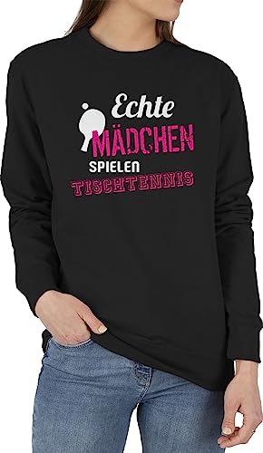 Shirtracer Sweater Pullover Sweatshirt Herren Damen - Echte Mädchen Spielen Tischtennis - XS - Schwarz - Sport von Shirtracer