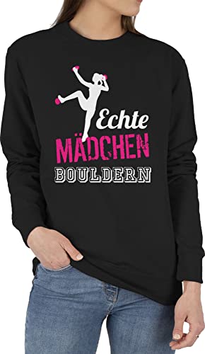 Shirtracer Sweater Pullover Sweatshirt Herren Damen - Echte Mädchen bouldern Fuchsia/weiß - XS - Schwarz - Sport Boulder von Shirtracer