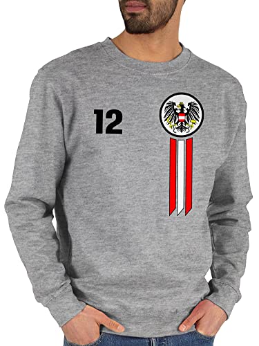 Shirtracer Sweater Pullover Sweatshirt Herren Damen - Fußball EM WM - 12. Mann Östereich Emblem - L - Grau meliert - em24 österreich Fussball Fanartikel Europameisterschaft fu Ball 2024 von Shirtracer