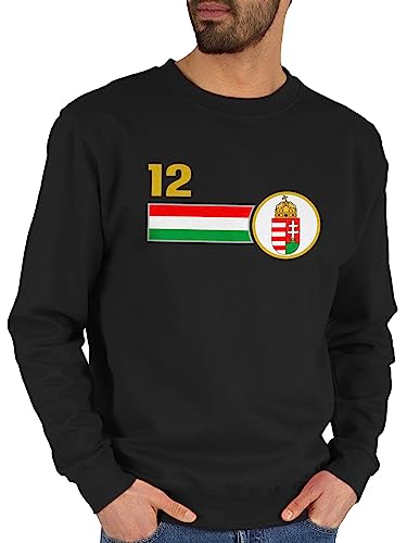 Shirtracer Sweater Pullover Sweatshirt Herren Damen - Fußball EM WM - 12. Mann Ungarn Mannschaft - L - Schwarz - Europameisterschaft 2024 em- Fanartikel Fussball fu Ball em24 von Shirtracer