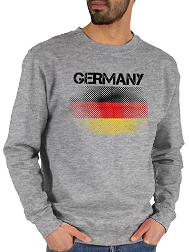 Shirtracer Sweater Pullover Sweatshirt Herren Damen - Fußball EM WM - Germany Flagge - M - Grau meliert - Fussball Frauen World Cup Fanartikel Europameisterschaft 2024 fu Ball Deutschland w zur 24 von Shirtracer