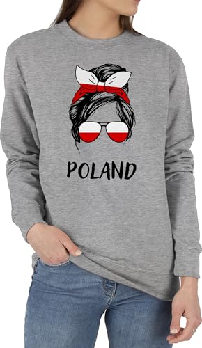 Shirtracer Sweater Pullover Sweatshirt Herren Damen - Fußball EM WM - Cooles Polen Motiv Polska Style Poland - XXL - Grau meliert - eu Fussball 2024 Euro 24 Europa Meisterschaft fussbal von Shirtracer