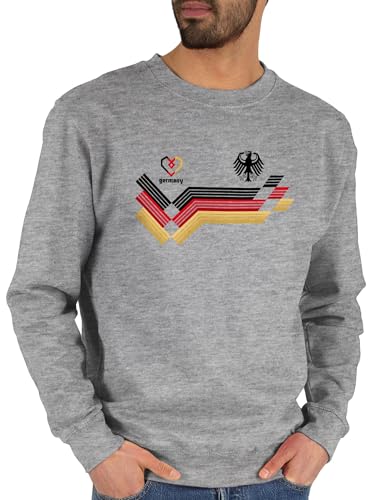 Shirtracer Sweater Pullover Sweatshirt Herren Damen - Fußball EM WM - Deutschland Germany Adler Schwarz Rot Gold - M - Grau meliert - Europameisterschaft German Fussball deutsche fu Ball Deutscher von Shirtracer