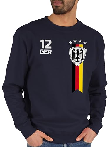 Sweater Pullover Sweatshirt Herren Damen - Fußball EM - WM Fan Deutschland - XL - Dunkelblau - europameisterschaft german pulli fussball germany polower fu ball deutsche männer em- fanartikel von Shirtracer