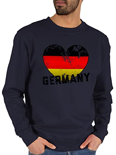 Sweater Pullover Sweatshirt Herren Damen - Fußball EM WM - Germany Herz Deutschland - XL - Dunkelblau - europameisterschaft deutschland. pulli fussball deutschland-fanartikel fu ball i love von Shirtracer