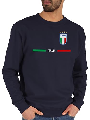 Sweater Pullover Sweatshirt Herren Damen - Fußball EM WM - Italien Trikot Wappen | Italia mit Stolz | Italienisches Fan-Motiv - XL - Dunkelblau - europameisterschaft italy pulli fussball italian von Shirtracer