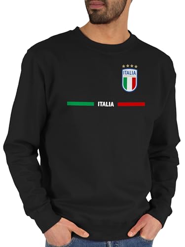 Sweater Pullover Sweatshirt Herren Damen - Fußball EM WM - Italien Trikot Wappen | Italia mit Stolz | Italienisches Fan-Motiv - XL - Schwarz - europameisterschaft italy pulli fussball italian von Shirtracer