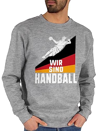 Sweater Pullover Sweatshirt Herren Damen - Handball EM 2024 Trikot Ersatz - Wir sind Handball! Deutschland - XL - Grau meliert - handballer geschenke handball, wm ball fans geschenk fan sprüche von Shirtracer