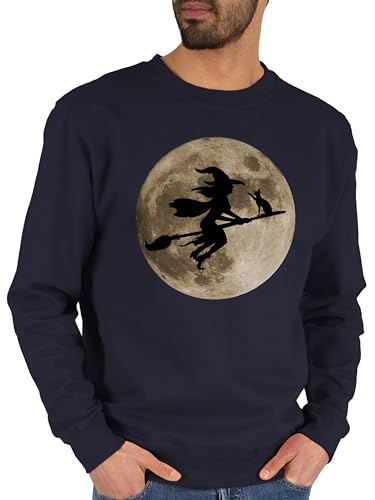Sweater Pullover Sweatshirt Herren Damen - Hexe Halloween Hexen auf Besen Vollmond Katze Witch Mond - XL - Dunkelblau - haloween outfits fliegende pulli halowen bild helloween hellowee halooween Sweater Pullover Sweatshirt Herren Damen - Hexe Halloween Hexen auf Besen Vollmond Katze Witch Mond - XL - Dunkelblau - haloween outfits fliegende pulli halowen bild helloween hellowee halooween von Shirtracer