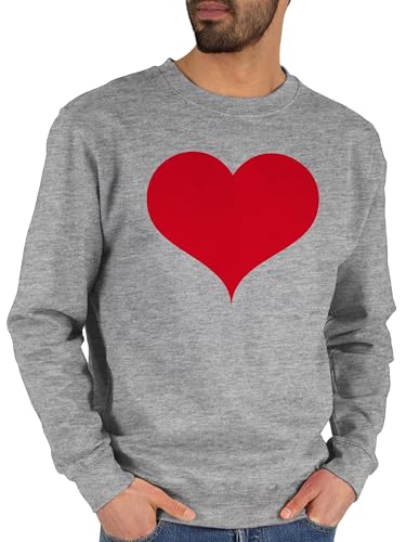 Shirtracer Sweater Pullover Sweatshirt Herren Damen - I Love - Herz klassisch rot - L - Grau meliert - valemtinstagsgeschenk rotes valentinstaggeschenk von Shirtracer