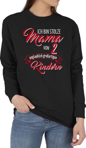 Sweater Pullover Sweatshirt Herren Damen - Ich bin stolze Mama von 2 unglaublich großartigen Jungen - M - Schwarz - mum jungs mütter und zwei söhne muttertag söhnen muttertagsgeschenke mutter von Shirtracer