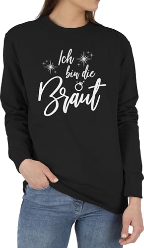 Sweater Pullover Sweatshirt Herren Damen - JGA Junggesellenabschied Frauen - Ich bin die Braut Bride - M - Schwarz - bachelorette party sweat jungesselnabschied heirate junggesellinnenabschied von Shirtracer