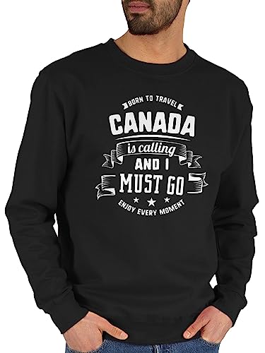 Shirtracer Sweater Pullover Sweatshirt Herren Damen - Länder Fahnen und Flaggen - Canada is Calling and I Must go Weiß - M - Schwarz - Country Kanada Pulli von Shirtracer