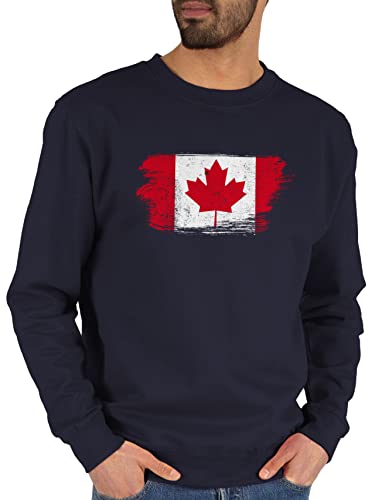 Shirtracer Sweater Pullover Sweatshirt Herren Damen - Länder Fahnen und Flaggen - Kanada Vintage - S - Dunkelblau - Country Canada Flagge Pulli em Blatt von Shirtracer