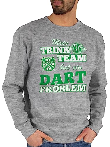 Shirtracer Sweater Pullover Sweatshirt Herren Damen - Mein Trink Team hat EIN Dart Problem - L - Grau meliert - Sport Darts von Shirtracer