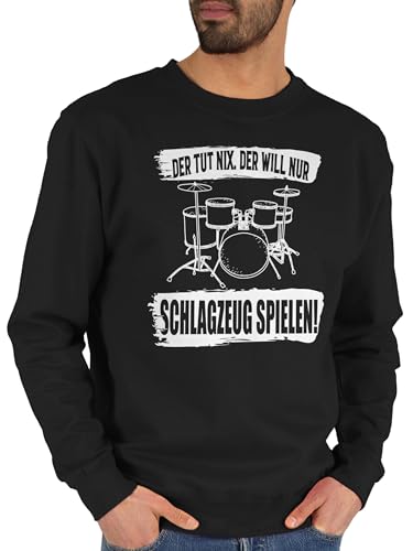 Shirtracer Sweater Pullover Sweatshirt Herren Damen - Musik Instrument Zubehör - Der TUT nix. der Will nur Schlagzeug Spielen. - L - Schwarz - Instrumente Drums für Musiker Drummer musikinstrumente von Shirtracer