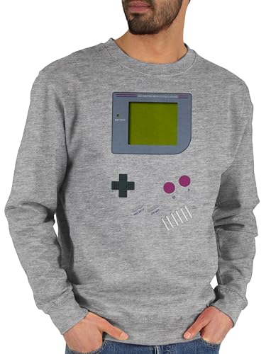 Sweater Pullover Sweatshirt Herren Damen - Karneval & Fasching - Gameboy | Nerds I 90s I 90iger I Fastnacht I Fasnacht I Fasnet - XXL - Grau meliert - nerd clothes faschings 90 pulli fun-sweatshirts von Shirtracer