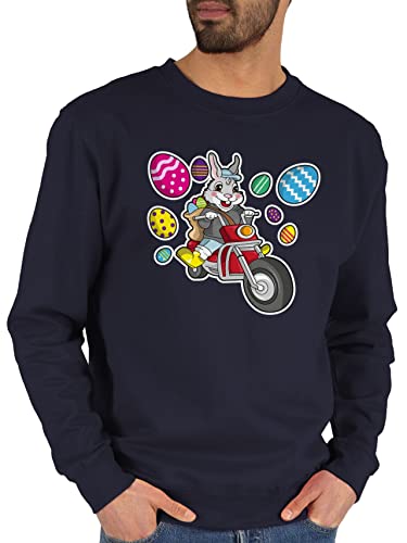 Sweater Pullover Sweatshirt Herren Damen - Outfit - Osterhase mit Motorrad I Biker Osterhase I Oster Geschenke Motorradfahrer - XXL - Dunkelblau - ostern osterbekleidung ostermotiv hase pulli Sweater Pullover Sweatshirt Herren Damen - Outfit - Osterhase mit Motorrad I Biker Osterhase I Oster Geschenke Motorradfahrer - XXL - Dunkelblau - ostern osterbekleidung ostermotiv hase pulli von Shirtracer