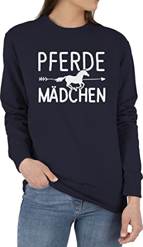 Sweater Pullover Sweatshirt Herren Damen - Pferde Mädchen - Pferdemädchen - S - Dunkelblau - pferdeliebhaber fjordis pulli pferd ich geh pullis reiten reiterin polower pferdespruch statement reit von Shirtracer