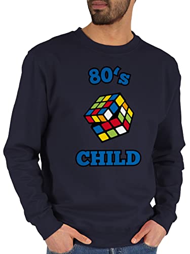 Shirtracer Sweater Pullover Sweatshirt Herren Damen - Sprüche Statement - 80's Child - Zauberwürfel - M - Dunkelblau - Geschenke für Computer Nerds Geschenk zocker Nerd Gamer zocken Geschenkideen von Shirtracer