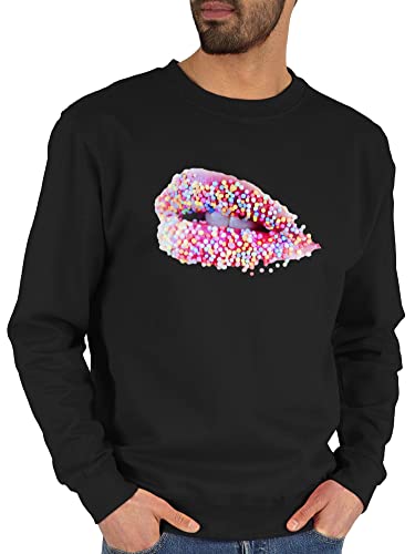 Shirtracer Sweater Pullover Sweatshirt Herren Damen - Sprüche Statement - Candy Lips Lippen Zucker Mund - XL - Schwarz - Statements lippe Pulli mit Aufschrift kussmund Spruch von Shirtracer