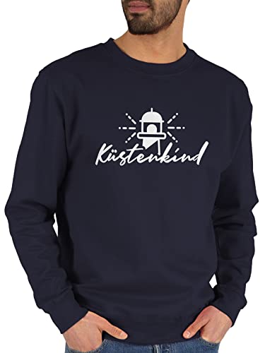 Shirtracer Sweater Pullover Sweatshirt Herren Damen - Sprüche Statement - Küstenkind - Leuchtturm - weiß - XL - Dunkelblau - mit Aufschrift kistenkind pullis Statements sprüchen￼ Spruch von Shirtracer