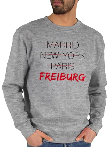 Sweater Pullover Sweatshirt Herren Damen - Stadt und City Outfit - Weltstadt Freiburg - XL - Grau meliert - städte von Shirtracer