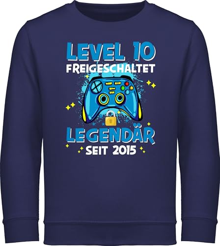 Sweatshirt Kinder Pullover für Jungen Mädchen - 10. Geburtstag - Level 10 freigeschaltet Legendär seit 2015 - 140 (9/11 Jahre) - Navy Blau - 10.geburtstag fun-sweatshirts zehn junge 10th birthday von Shirtracer