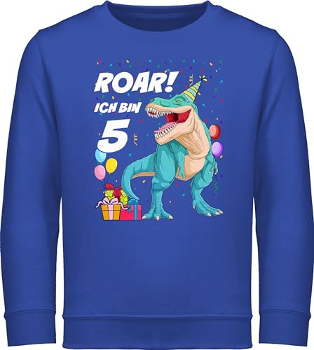 Shirtracer Sweatshirt Kinder Pullover für Jungen Mädchen - 5. Geburtstag - Ich Bin 5 Jahre - T-Rex Dinosaurier Dino - 116 (5/6 Jahre) - Royalblau - Geburtstags fünf Pulli geburtstagsshirt Langarm von Shirtracer