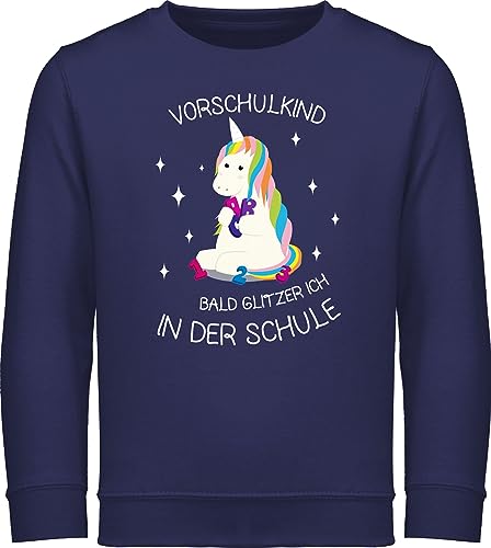 Shirtracer Sweatshirt Kinder Pullover für Jungen Mädchen - Einschulung - Vorschul-Kind Einhorn - 140 (9/11 Jahre) - Navy Blau - überraschung zum Schulanfang volksschule abschluss einschulungsgeschenk von Shirtracer