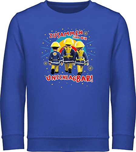 Sweatshirt Kinder Pullover für Jungen Mädchen - Feuerwehrmann - Zusammen sind wir unschlagbar - Sam & Team - 128 (7/8 Jahre) - Royalblau - fwuerwehrmann feuwehrmann feuerwehr mann feierwehrann von Shirtracer